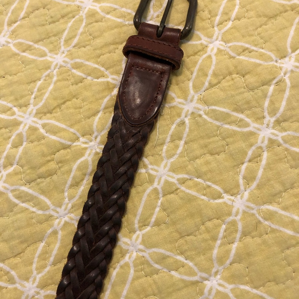 Leather braided belt - brown